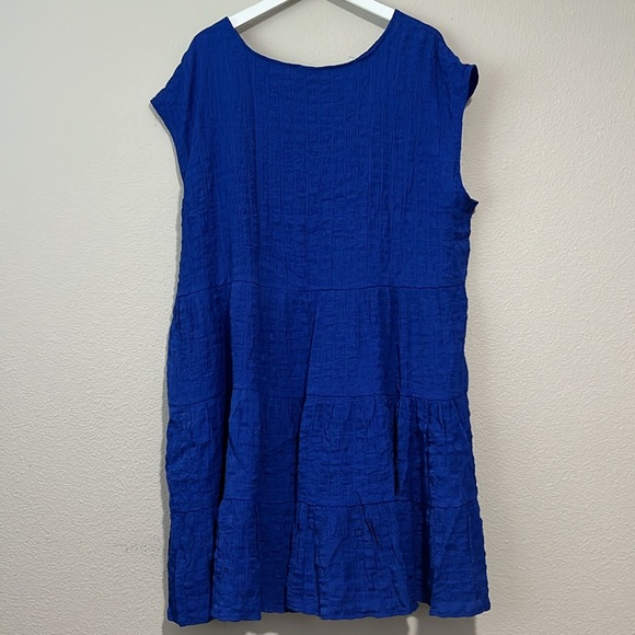 NWT Knox Rose Crinkle Gauze Midi Dress Royal Cobalt Blue Tiered Boho Pockets - Picture 7 of 12